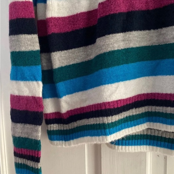 Macys Striped Sweater Top Wool Poly Mix  Beautiful XL XLarge Macys oversized - Picture 5 of 7